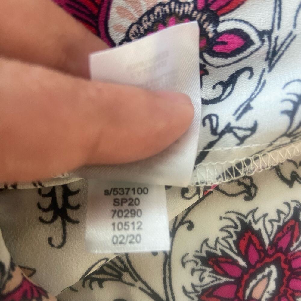LOFT Women’s Tapestry Smocked Ruffle Blouse Size Medium - Picture 8 of 12